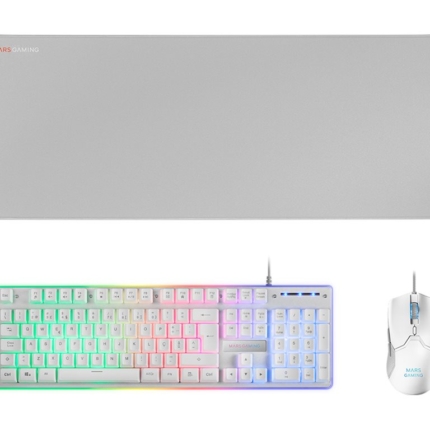 MARS GAMING MCPX GAMING 3IN1 RGB KEYBOARD, MOUSE, XL MOUSEPAD, WHITE, PORTUGUESE