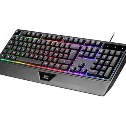 MARS GAMING MK124 H-MECH ERGONOMIC FULL KEYBOARD INTEGRATED PALM REST FRGB RAINBOW LIGHTING ADVANCED ANTI-GHOSTING MULTI-PLATFORM CO