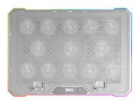 MARS GAMING MNBC13 ARGB NOTEBOOK COOLER & STAND 13x FANS LCD CONTROL SCREEN PHONE HOLDER UP TO 17INCH WHITE