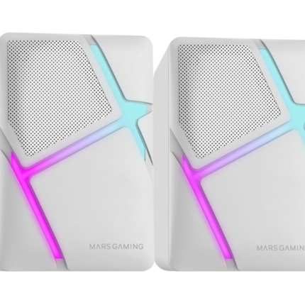 MARS GAMING MS-H RGB GAMING SPEAKERS, 10W 3D-SURROUND INVERTED DRIVER SYSTEM, VOLUME CONTROL, WHITE