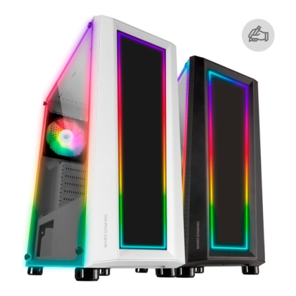 MARS GAMING MC-ART ATX CASE, DUAL GLASS, DRAWING ART SYSTEM, 12CM FRGB, WHITE