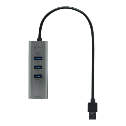 Hub i-tec USB 3.0 3 portas + Adaptador Gigabit Ethernet - Metal