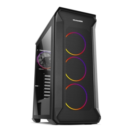NOX HUMMER QUANTUM RGB FULL TEMPERED GLASS BLACK ATX CASE