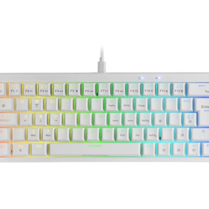 MARS GAMING MKMINIPRO HOT-SWAPPABLE RGB MECHANICAL 60 KEYBOARD LINEAR LUBRICATED SWITCHES SOFTWARE PORTUGUESE LAYOUT WHITE