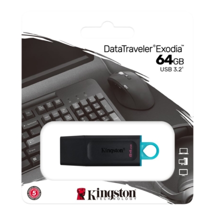 KINGSTON 64GB USB3.2 Gen1 DataTraveler Exodia Black + Teal