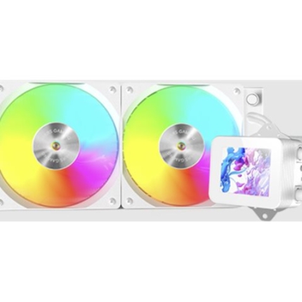 MARS GAMING ML-VISION240 WATERCOOLING AIO 500W TDP 2X FDB COPPER & ALUMINIUM CORE ARGB FANS 360 ROTATION 4:3 LCD IPS DISPLAY WITH RE