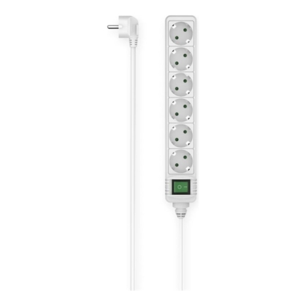 HAMA ELECTRICAL EXTENSION, 6 SOCKETS, 3.0M, WHITE - 223008