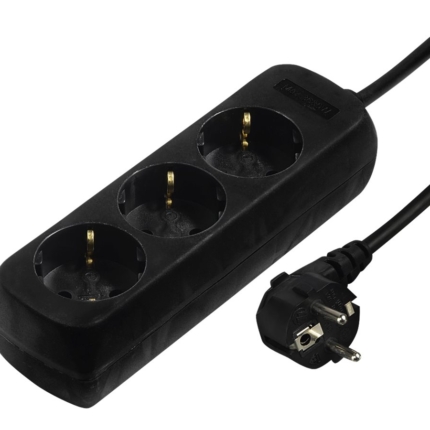 HAMA extension lead 3fold 3m with childlock black