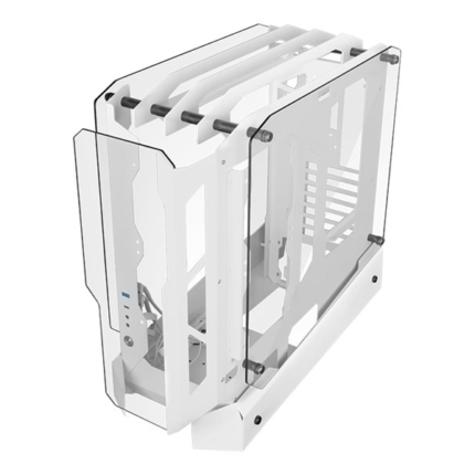 MARS GAMING MC-EDGE OPEN AIR ATX COMPUTER CASE TRIPLE TEMPERED GLASS PANELS WHITE