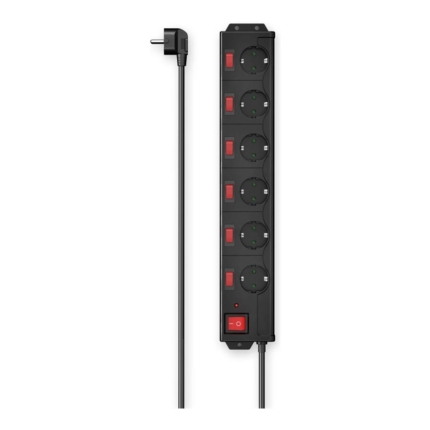 HAMA ELECTRICAL EXTENSION, 6 SOCKETS WITH PROTECTION, BLACK - 223160