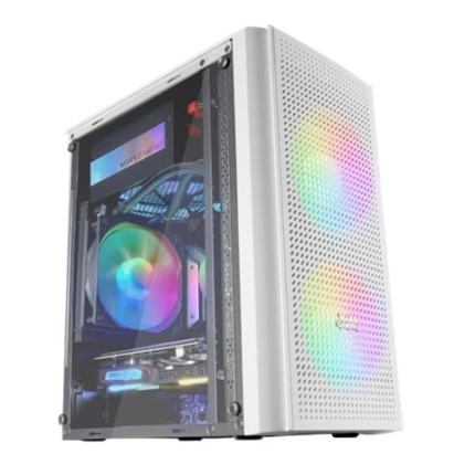 MARS GAMING MC300 MICRO ATX CASE, 3X 120MM FRGB FAN, WINDOW, FRONT MESH, WHITE
