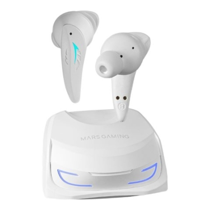 MARS GAMING MHIULTRAW TRUE WIRELESS EARPHONES, BT 5.3, QI CHARGE, RGB, 24H, WHITE