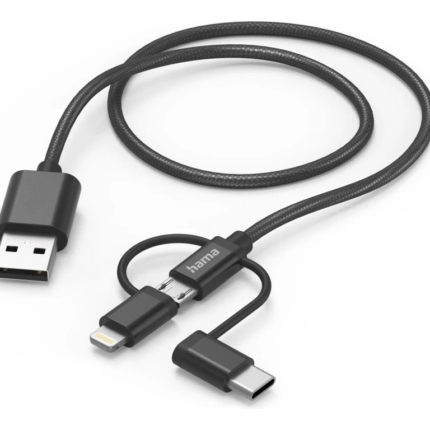 HAMA 3IN1 CABLE, MICRO USB + USB-C + LTG, 1.5 M, BLACK - 201536