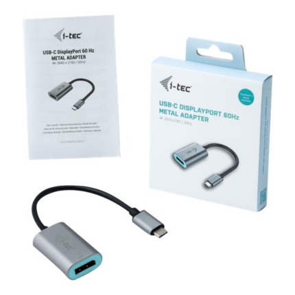 I-TEC USB C to Display Port Metal Adapter 1x DP 4K 60Hz Ultra HD compatible with Thunderbolt 3