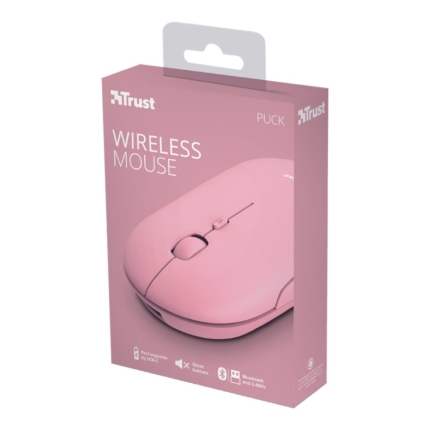 TRUST PUCK ULTRA-THIN WIRELESS RECHARGEABLE MOUSE - PINK