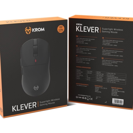 KROM KLEVER SUPERLIGHT WIRELESS GAMING MOUSE BLACK