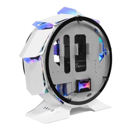 MARS GAMING MCORB PREMIUM CUSTOM MICRO-ATX CASE DUAL GLASS ROUND SHAPE WHITE