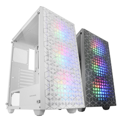 MARS GAMING MC-MAG ATX PC CASE DOUBLE MAGNETIC ANTI-DUST TOP FRONT MESH TEMPERED GLASS FULL SIDE WINDOW 3X FRGB FAN WHITE