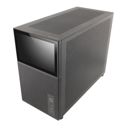 MARS GAMING MC-LCD MICRO-ATX CASE 8inch IPS LCD SCREEN TEMPERED GLASS WINDOW MODULAR PANEL DESIGN BLACK