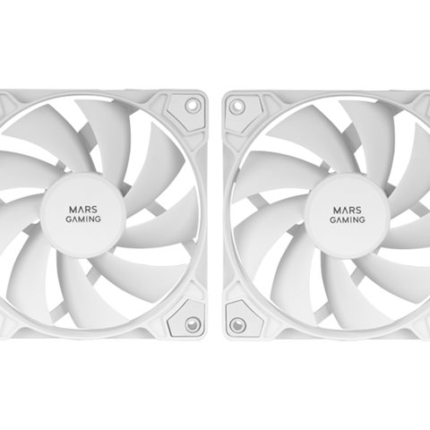 MARS GAMING MF-PROX2 DUAL FAN KIT, 2X 120MM ULTRA-SILENT FDB BEARING, ANTI-VIBRATION, WHITE
