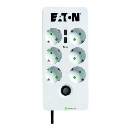 EATON Protection Box 6 USB DIN Surge protector AC 220-250V 2500Watt output connectors 6 white