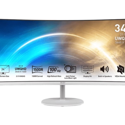 MSI PRO MP341CQW CURVE VA 34INCH  UWQHD 100HZ 1MS(MPRT) FREESYNC 300NITS, 2XHDMI, DP, WHITE 3Y