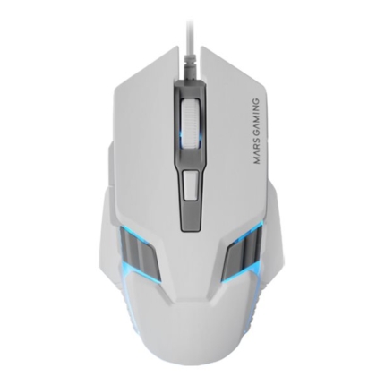 MARS GAMING MM024 RGB GAMING MOUSE 4000DPI OPTICAL SENSOR MECHANICAL HUANO SWITCHES ON-THE-FLY 1200/2400/3200/4000DPI WHITE