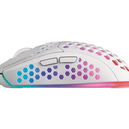 MARS GAMING MMW3 WIRELESS MOUSE, 79G ULTRA-LIGHT, RECHARGEABLE BATTERY, WHITE